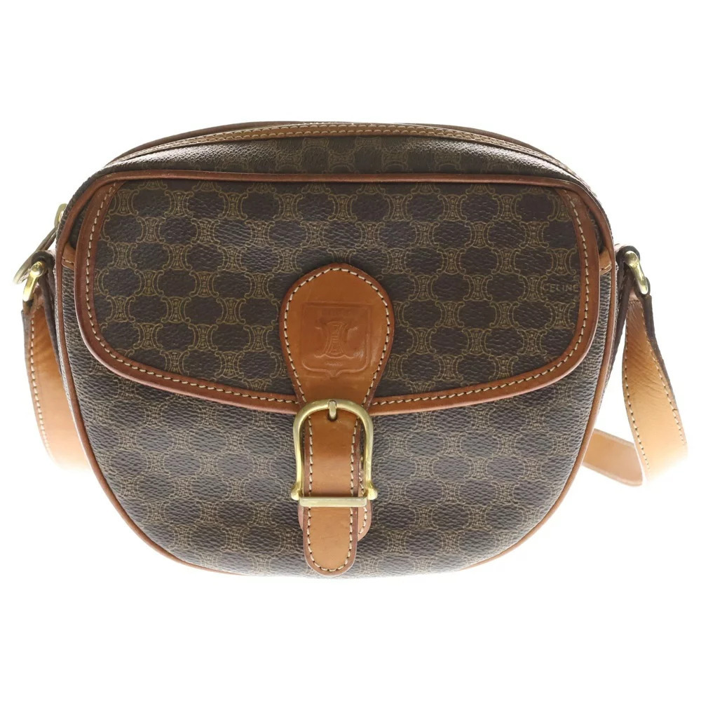 CELINE Macadam Shoulder Bag Brown Leather - Picture 1 of 6